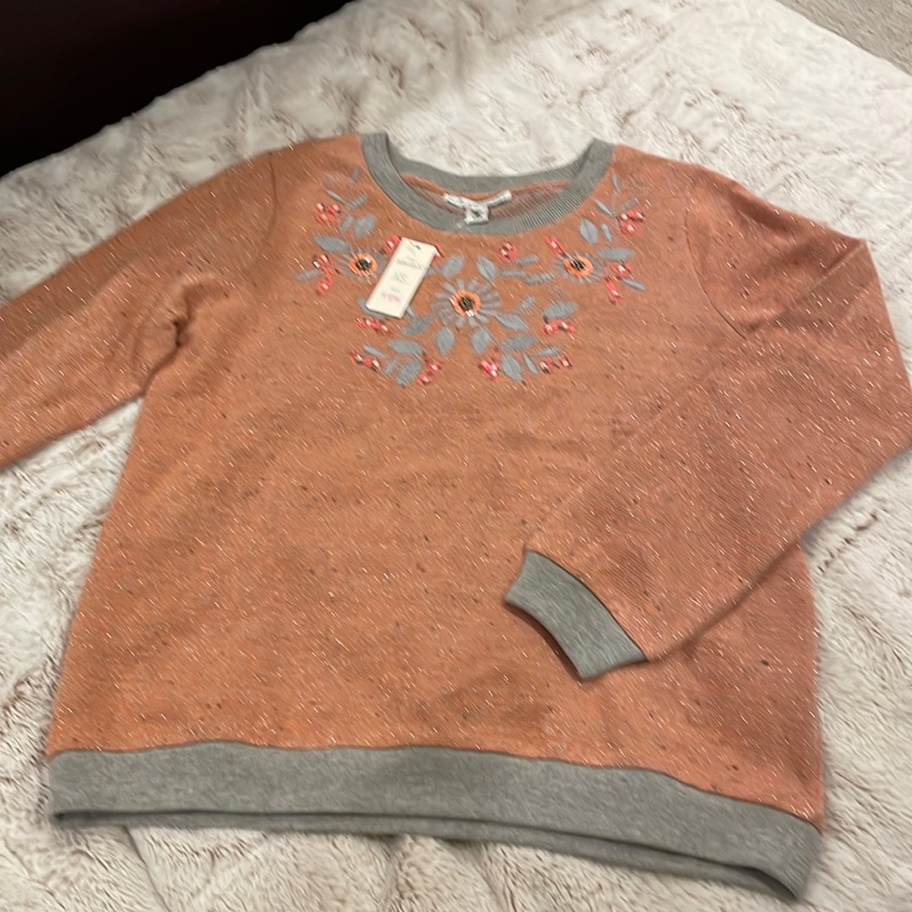 Light Coral Lightweight Embellished Sweater